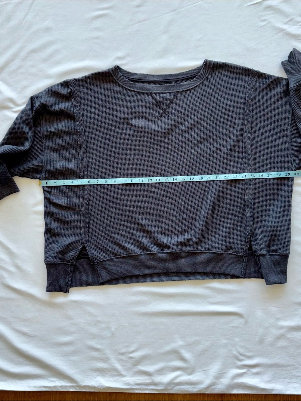 American Eagle Waffle Knit Oversized Sweatshirt, Medium, Charcoal Gray
